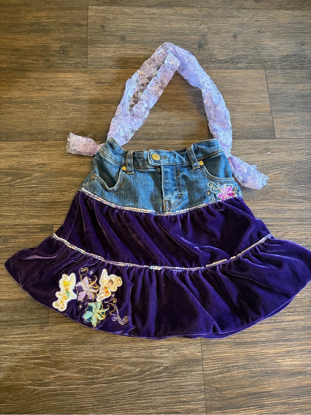 Y2K Velour Disney Tinkerbell Embroidered Handmade Small Purse